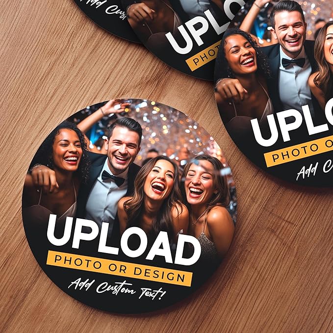 10 Pack, Personalized Drink Coasters, Custom Cardboard Coasters with Photo and Text, Design Your Own Coaster for Events, Parties, Bars, and Unique Gifts, 3.95" Round