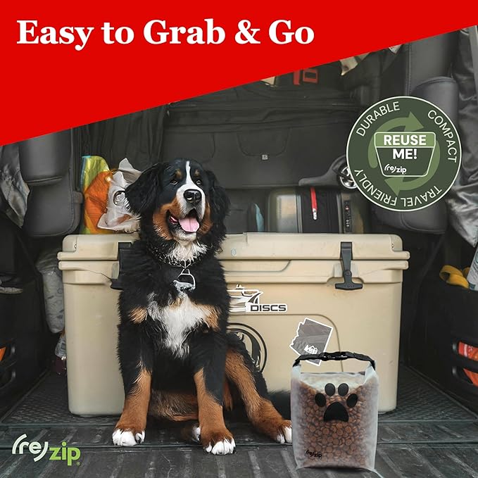 (re)zip Roll Top Pet Food Storage Bag (14-Cup) | BPA-Free, Food Grade, Pet Safe | Keeps Kibble Fresh for Camping, Dog Boarding, Weekend Getaways | Machine Washable | Magenta