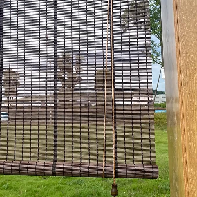XIUXIU Bamboo Roller Shades Roman Shades for Window Roll Up Blinds for Home Light Filtering Indoor Outdoor Patio G48 W x 48" H