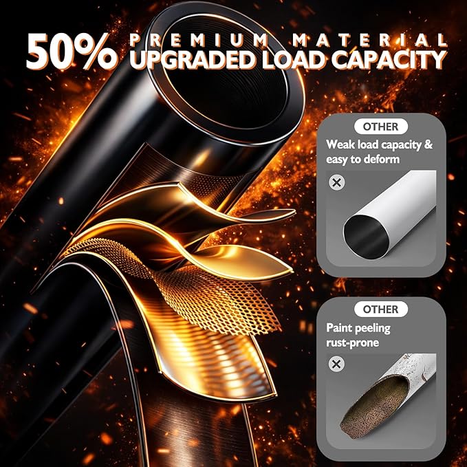 Room Divider Tension Rod No Drill, Adjustable 35-100" W x 43-120" H Freestanding Pole for Privacy,Room Divider Curtains,Black