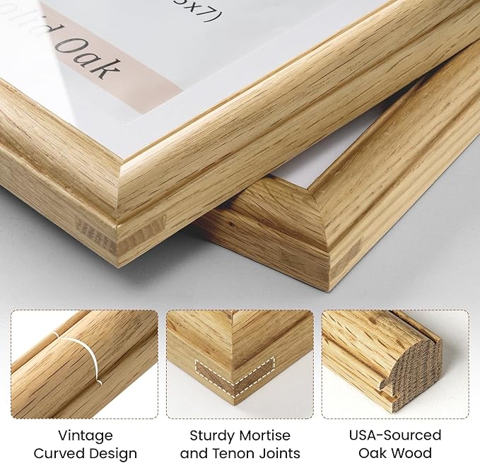 Vivelove 18x24 Picture Frame, 18x24 Oak Wood Poster Frame Display 18 x 24 without Mat or 16x20 with Mat, Wooden Frame with Tempered Glass for Photos, Posters & Art Prints, Home decor, 1 Pack