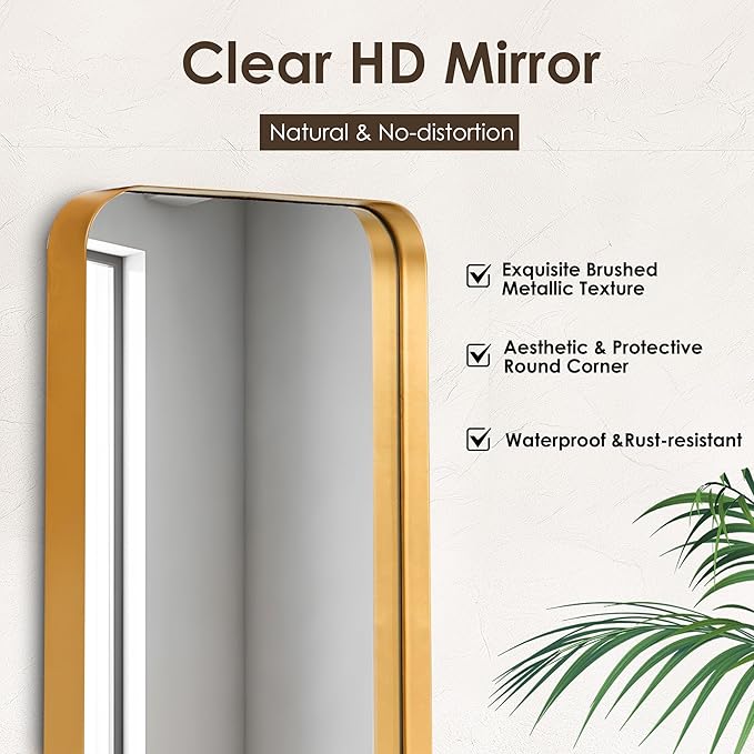 SogesHome Bathroom Medicine Cabinet with Mirror, 16x24 Gold Medicine Cabinet, Stainless Steel Frame and 2 Shelves, Wall Mounted Vanity Mirror with Storage for Bathroom