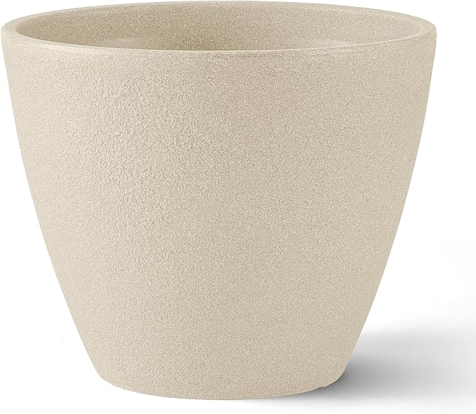 ARBORA 16" Valencia Polyresin Indoor and Outdoor Planter with Classic Cream Finish - Durable, Weatherproof, Lightweight, Large Plant Pot for Patio, Garden, Deck, Entryway