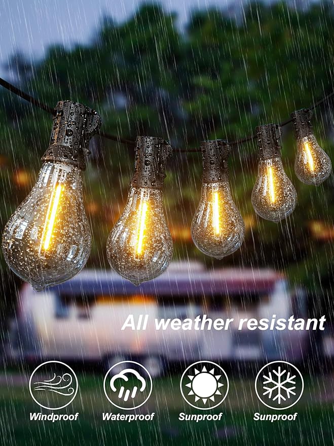 DAMAING 200FT LED Outdoor String Lights with 100+5 Shatterproof Edison LED Bulbs A39, Waterproof Commercial Grade Patio String Lights for Outside Porch Backyard Garden Deck Decor, 2200K Dimmable