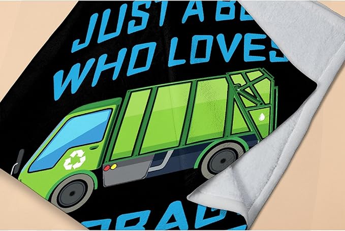Boy Who Loves Garbage Trucks Blanket Soft Blankets and Throws Flannel Cozy Lightweight Quilt Gift Perfect for Bed Sofa Couch-80 x60 Large for Adult