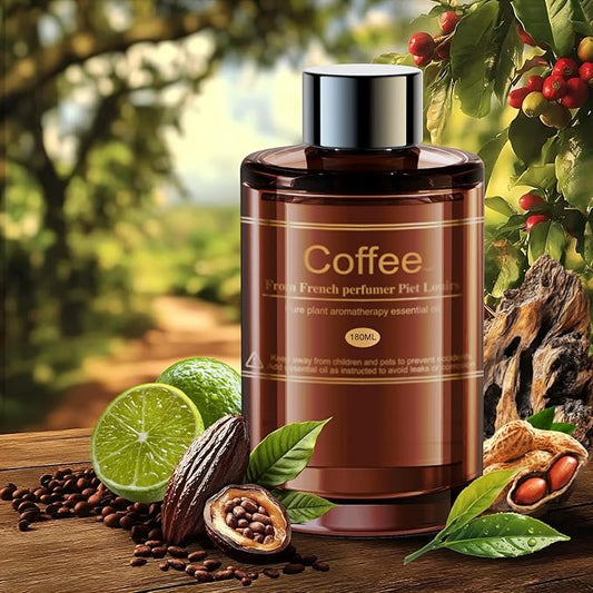 Car Air Freshener Refill for Men & Women 6.09 FL OZ /180ML-9 Month Coffee Scent Essential Oil Perfume, Essential Oil Made of Natural Plant Extracts, Compatible with Car Diffusers for Home/Office