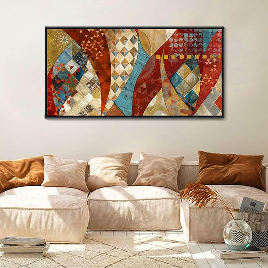 YDYSUNE Large Wall Art Vintage Red and Orange Picture,Abstract Painting Artwork Decoration for Living Room Bedroom Dinning Room Home Office Wall Decor Size 24X48inch
