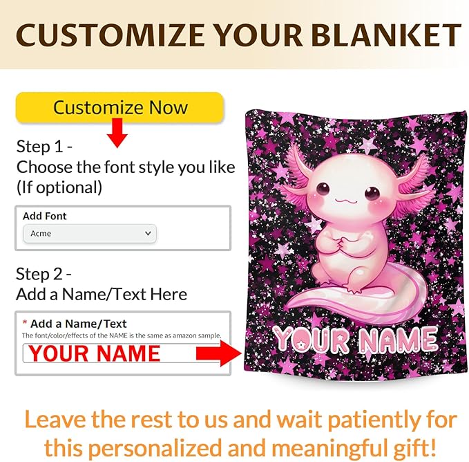 Custom Girls Blanket Personalized Blankets for Girls Teens Gift for Daughter Birthday, Cozy 60 x 50 Inches Cute Animals Theme Flannel Throws for Bed Living Room Home Decor Travel