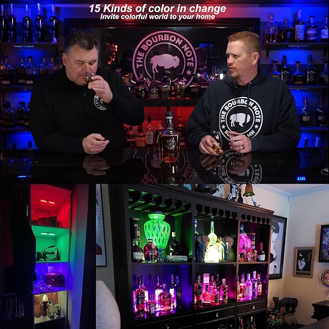 LDOPTO Under Cabinet Lighting Wireless with Remote, 48 LED Rechargeable Lights, Kitchen Counter Lights Dimmable, RGB Bar for Shelf, Car, Hallway, 15 Color Changing, 6 Pack