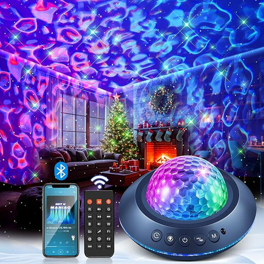 Mubarek Galaxy Projector for Bedroom, White Noises & Bluetooth Night Light Projector,360° Full Coverage Ceiling Projector Galaxy Light Projector,Remote Timer Night Sky Projector Ocean Light Projector