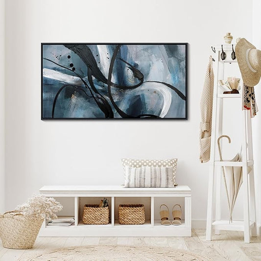 YDYSUNE Abstract Wall Art - Black Canvas Wall Decor Graffiti Lines Simple Art Modern Minimalist Artwork Prints Picture Contemporary Bedroom Living Room Office Decoration Framed Easy To Hang 20x40 Inch