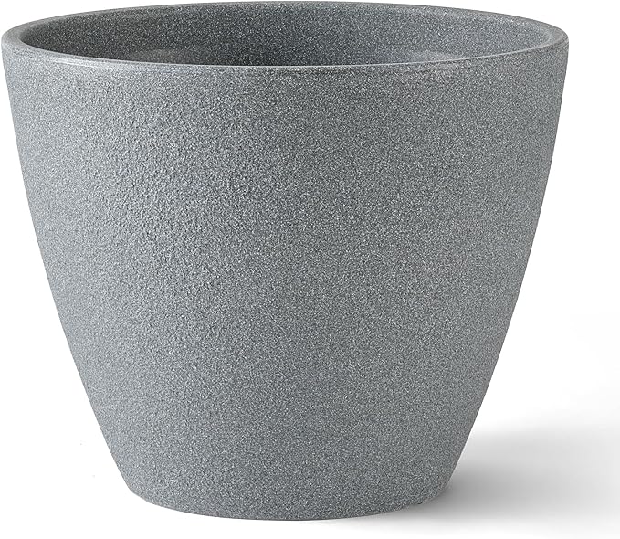 ARBORA 20" Valencia Polyresin Indoor and Outdoor Planter with Stone Blend Concrete Gray Finish - Durable, Weatherproof, Lightweight, Large Plant Pot for Patio, Garden, Deck, Entryway