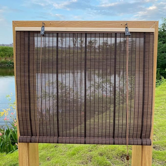 XIUXIU Bamboo Roller Shades Roman Shades for Window Roll Up Blinds for Home Light Filtering Indoor Outdoor Patio G71 W x 83" H