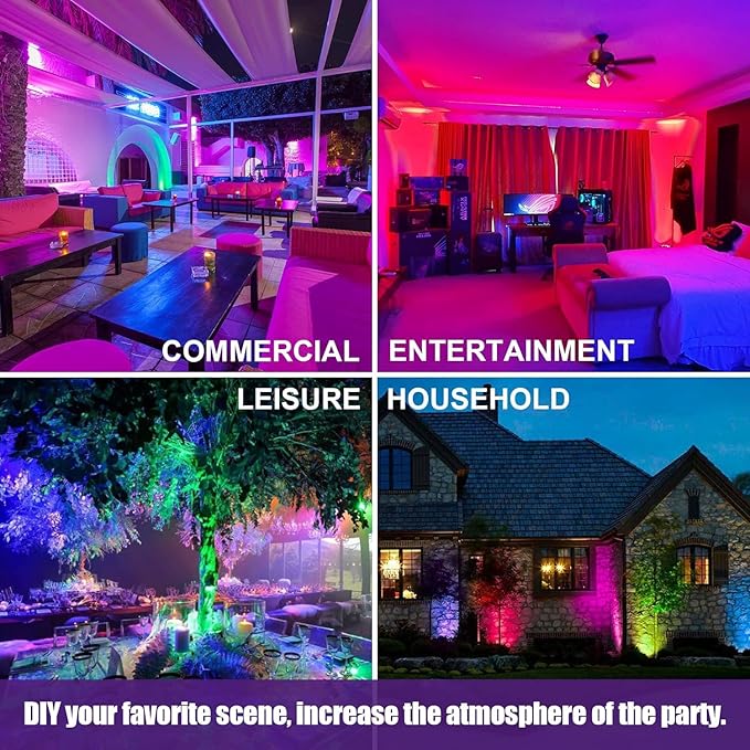 2 Pack 200W RGB Flood Light, RGB Color Changing Floodlight, Smart RGB Floodlight with Remote Control, for Club, Wedding, Poster, Stage Lighting, Birthday Party, KTV, Christmas, Halloween