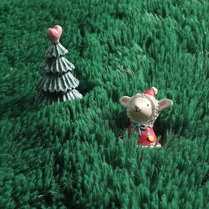 Amdrebio Dark Green Fluffy Round Rugs 5Ft for Bedroom, Thick Floor Circle Rug for Kids, Teens Room Decor, Furry Shag Area Rug for Living Room, Baby Nursery, Dorm, Fuzzy Plush Fur Emerald Green Carpet