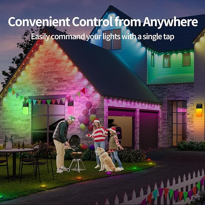 Outdoor Wall Lights RGB, 1500LM Smart Exterior Porch Sconces Wall Mounted Lighting, IP65 Waterproof, DIY Lighting for Garden, Garage and Patio - Ideal for Festivals The Christmas and Parties, 2 Pack