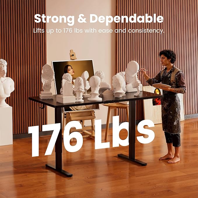 ErGear Height Adjustable Electric Standing Desk, 47.2 x 23.6 Inches Sit Stand up Desk, Memory Computer Home Office Desk with Two-Piece Desktop (Black)