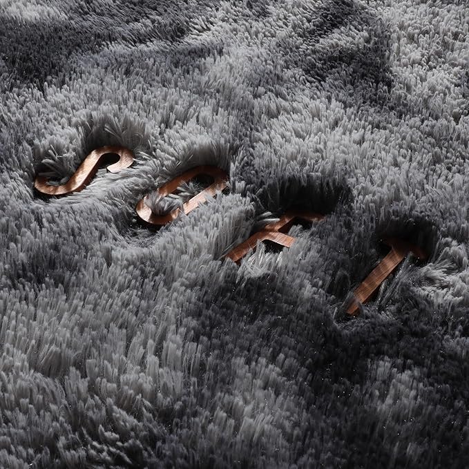 Amdrebio Tie-Dyed Dark Grey Round Rug 4Ft for Bedroom Dorm, Soft Furry Shaggy Circle Area Rugs for Living Room Office, Shag Fluffy Fuzzy Carpet for Kids Teen Boys Mens, Modern Cool Floor Circular Rug