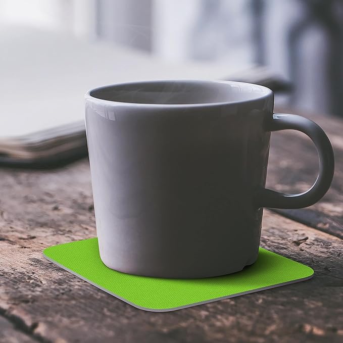 10 Squared Foam Coasters Pack, 4 inch - PU Foam, Foldable - Lime Green
