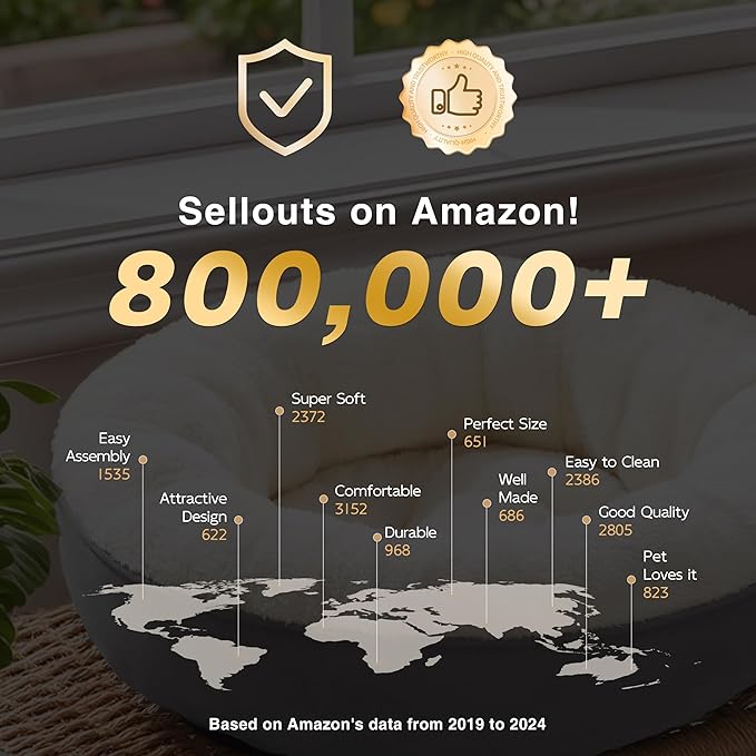 Love's cabin Round Donut Cat and Dog Cushion Bed, 30in Pet Bed for Medium or Large Dogs, Anti-Slip & Water-Resistant Bottom, Soft Durable Fabric Pet beds, Washable Calming Cat & Dog Bed Navy