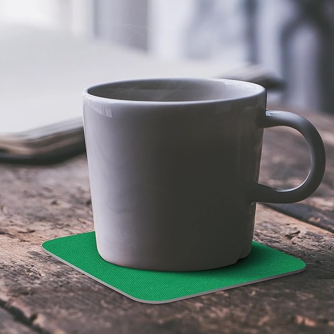 10 Squared Foam Coasters Pack, 4 inch - PU Foam, Foldable - Kelly Green
