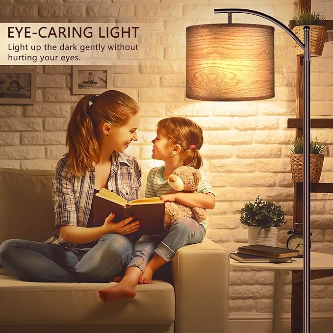 Rottogoon Floor Lamp for Living Room, LED Standing Lamp with 2 Lamp Shades Tall Industrial Floor Lamp Reading for Bedroom, Office (9W LED Bulb Included) - (Oil-Rubbed Bronze)