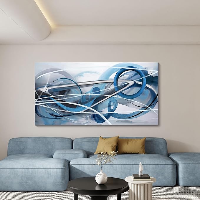 YDYSUNE Blue Abstract Wall Art Modern Canvas Wall Paintings Abstract Artwork for Living Room Pictures for Bedroom Wall Decor Office Home Decoration Size 29×58IN