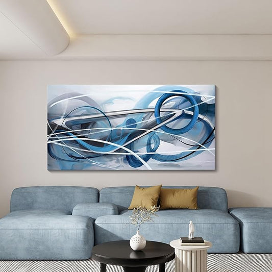 YDYSUNE Blue Abstract Wall Art Modern Canvas Wall Paintings Abstract Artwork for Living Room Pictures for Bedroom Wall Decor Office Home Decoration Size 29×58IN