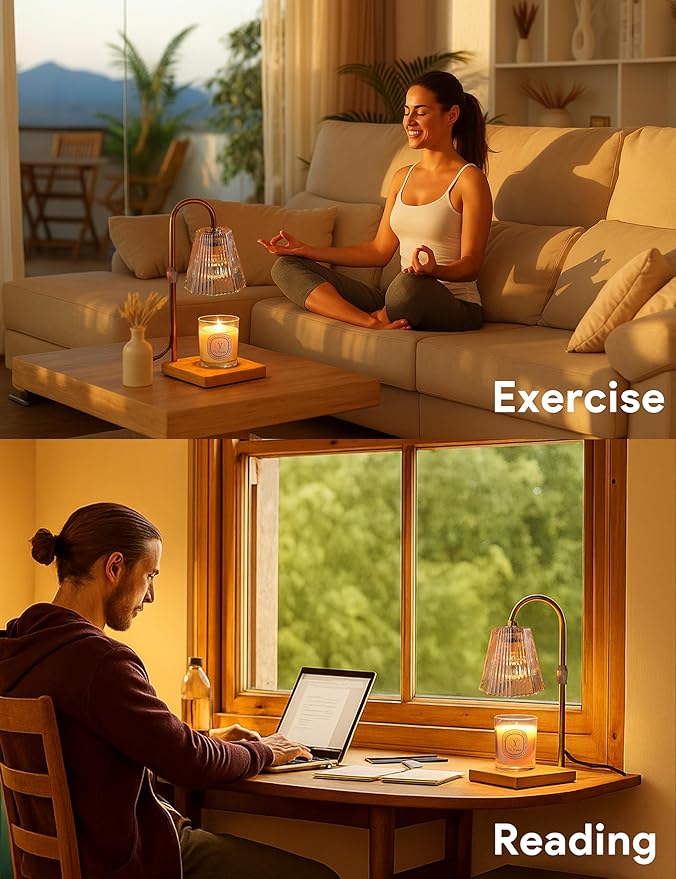 Candle Warmer Lamp with Timer, Dimmable Candle Warmer for Home Decor, Birthday Gifts for Women, Adjustable Height Wax Melt Warmer with 2 Bulbs