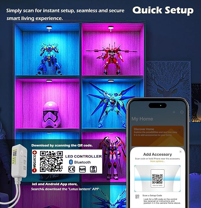 Cefrank Color Cabinet Lighting, Smart RGB LED Puck Lights Music Sync, Scene Modes, Color Changing LED Lights