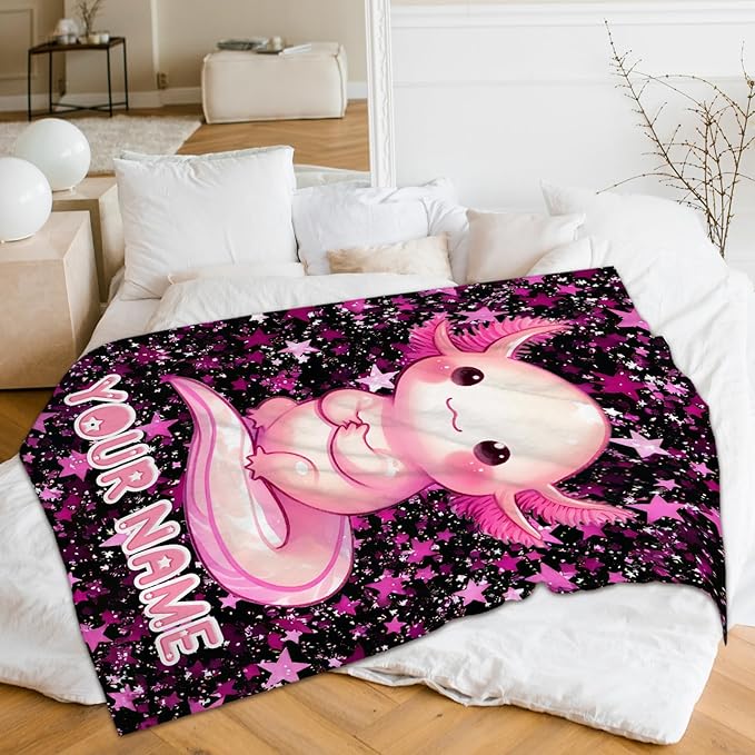 Custom Girls Blanket Personalized Blankets for Girls Teens Gift for Daughter Birthday, Cozy 60 x 50 Inches Cute Animals Theme Flannel Throws for Bed Living Room Home Decor Travel
