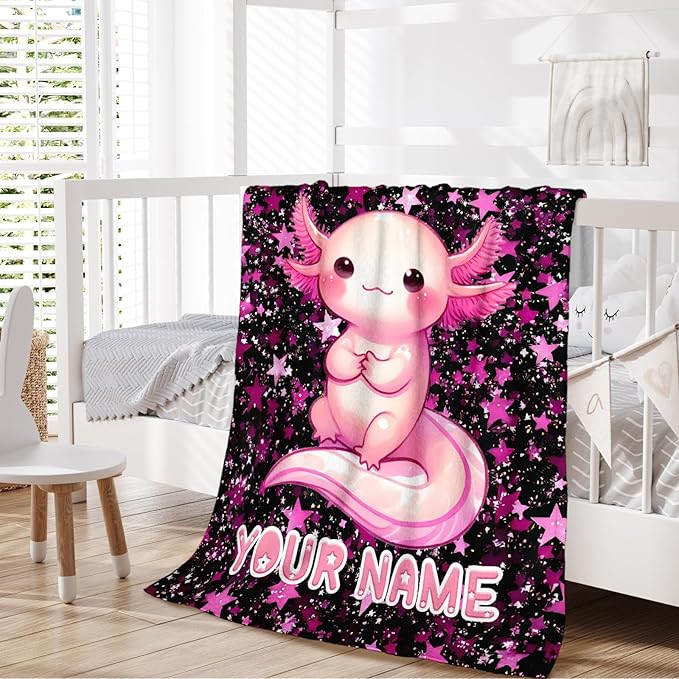 Custom Girls Blanket Personalized Blankets for Girls Teens Gift for Daughter Birthday, Cozy 60 x 50 Inches Cute Animals Theme Flannel Throws for Bed Living Room Home Decor Travel