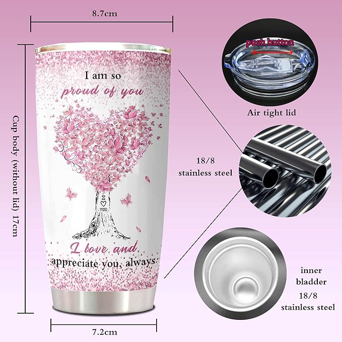 ZANIION To My Niece Gifts Tumbler 20oz, Best Birthday Gift For Nieces From Auntie Mug, Funny Christmas Graduation Valentines Day Present Decoration Coffee Cup 1PC