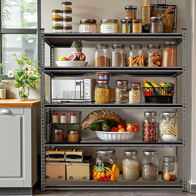 WORKPRO 5-Tier Metal Storage Shelving Unit, 36”W x 18”D x 72”H, Adjustable Storage Rack Heavy Duty Shelf with Particle Board, 4000 lbs Load Capacity (Total) for Garage Warehouse, Black/Silver