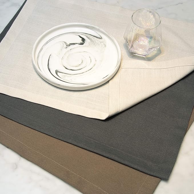 Table Placemats, Machine Washable, Non-Wrinkle Linen Texture Farmhouse Modern Dining Table Mats Set of 4, Beige