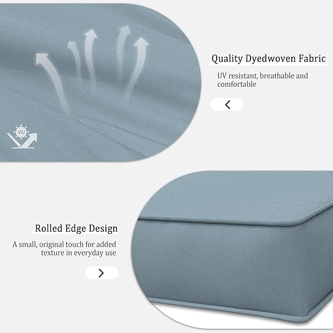 14 Pcs Outdoor Patio Cushion Covers - Replaceable Waterproof Furniture Cover With Zippers, Non-Slip for Couch, 3 Sizes (Light Blue)