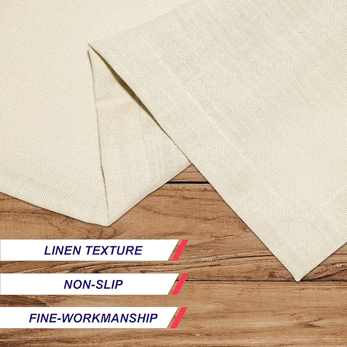 Table Placemats, Machine Washable, Non-Wrinkle Linen Texture Farmhouse Modern Dining Table Mats Set of 4, Beige