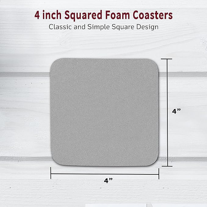 10 Squared Foam Coasters Pack, 4 inch - PU Foam, Foldable - Grey