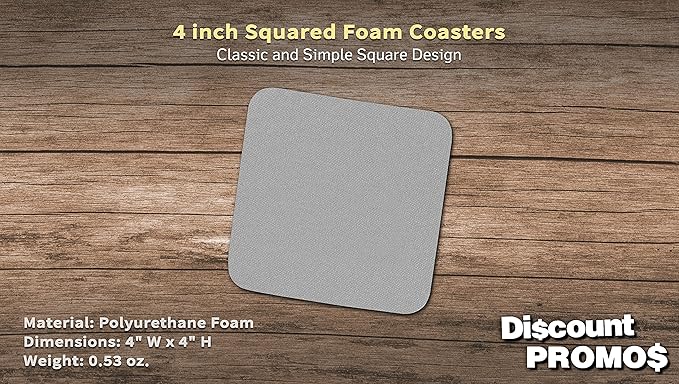 10 Squared Foam Coasters Pack, 4 inch - PU Foam, Foldable - Grey