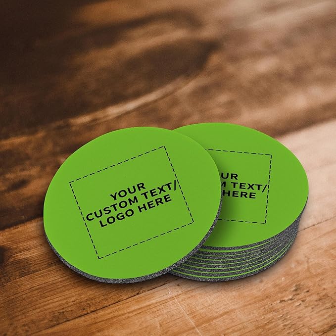10 Round Foam Bud Coasters Pack, 4 inch - Customizable Text, Logo - PU Foam, Party Favor - Lime Green