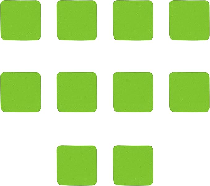 10 Squared Foam Coasters Pack, 4 inch - PU Foam, Foldable - Lime Green