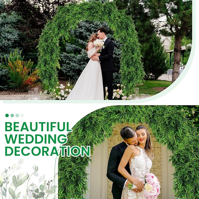 Geosar 96 Pcs Artificial Hanging Plants 32 Inch Hanging Boston Ferns Plastic Fake Plants for Wall Room Garden Wedding Garland Indoor Outdoor Decoration, No Basket